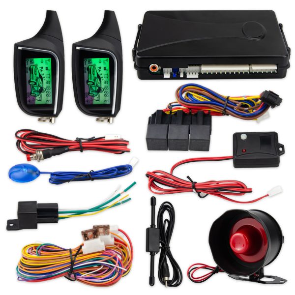 EASYGUARD 2 Way Car Alarm System with LCD Pager Display keyless Entry Remote Engine Start Shock Sensor DC12V